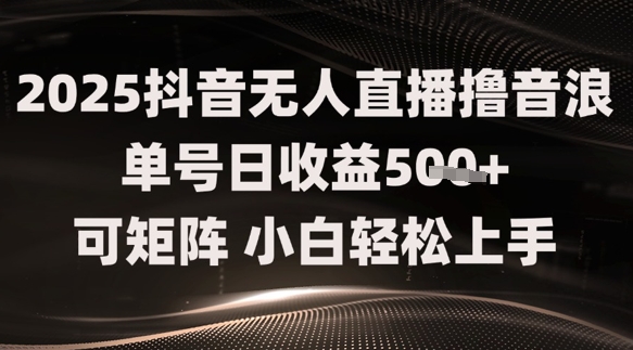 2025抖音无人直播撸音浪单号日收益5张+可矩阵，小白轻松上手-小何资源库