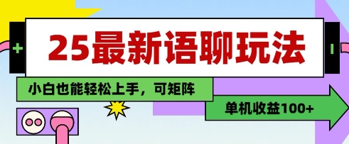 25年最新语聊玩法，纯手工，单机收益100+，小白也能轻松上手，可矩阵操作-小何资源库