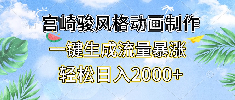 （13386期）宫崎骏风格动画制作，一键生成流量暴涨，轻松日入2000+-小何资源库