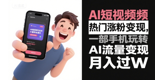 AI短视频热门涨粉变现，一部手机玩转AI流量变现，月入过W-小何资源库