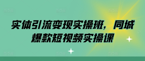 实体引流变现实操班，同城爆款短视频实操课-小何资源库