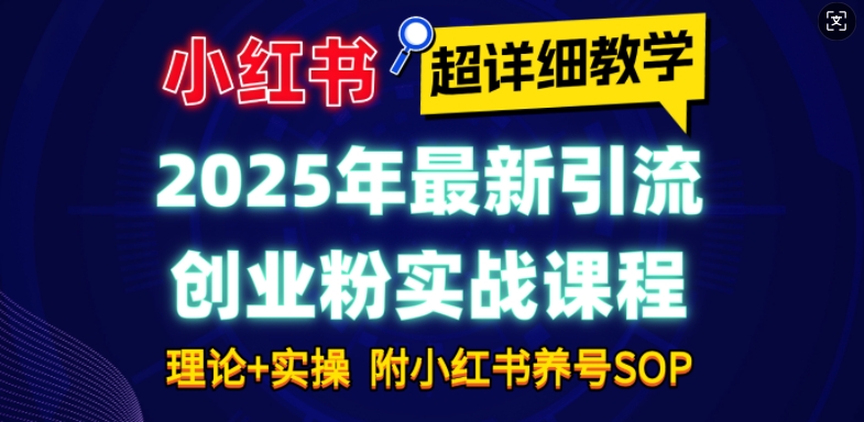 2025年最新小红书引流创业粉实战课程【超详细教学】小白轻松上手，月入1W+，附小红书养号SOP-小何资源库