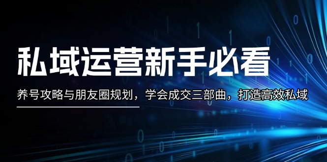 （13416期）私域运营新手必看：养号攻略与朋友圈规划，学会成交三部曲，打造高效私域-小何资源库