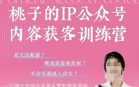 桃子IP公众号内容获客训练营(第3期)，一门让你公众号从0到商业闭环的课程-小何资源库