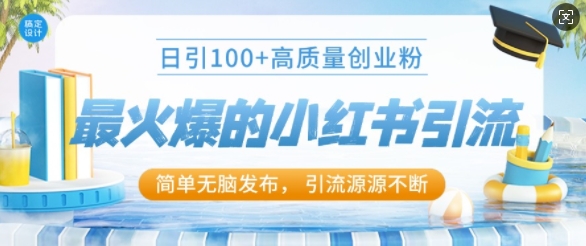 最火爆的小红书引流，日引100+高质量创业粉-小何资源库