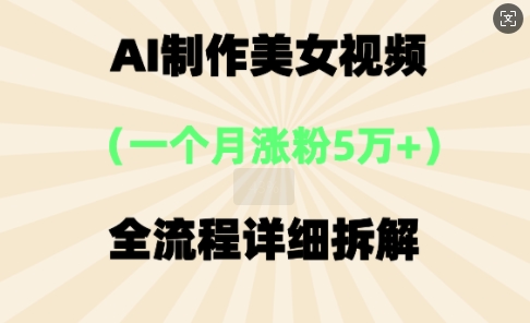AI制作美⼥视频，⼀个⽉涨粉5万，全流程详细拆解-小何资源库