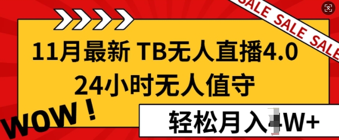 【11月最新TB-无人直播4.0】，24小时无人值守，打造日不落直播间，轻松月入过W-小何资源库