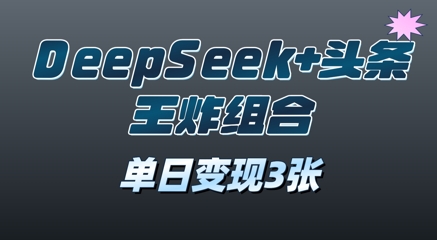 2025年DeepSeek+头条王炸组合，单日变现3张-小何资源库