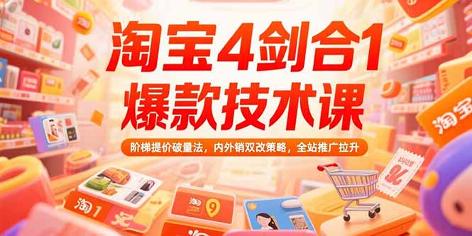 （15415期）淘宝4剑合1爆款技术课，阶梯提价破量法，内外销双改策略，全站推广拉升-小何资源库