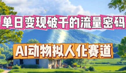 单日变现破k的流量密码，AI动物拟人化赛道-小何资源库