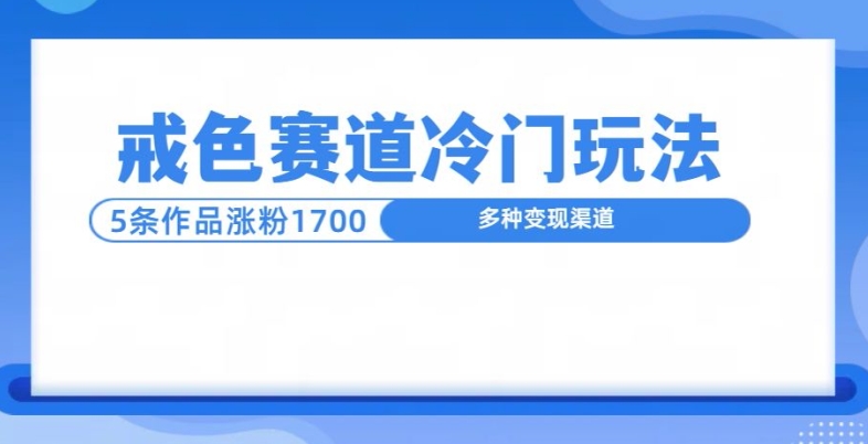 新号5条作品涨粉1600+，戒色赛道冷门玩法，教程送你-小何资源库