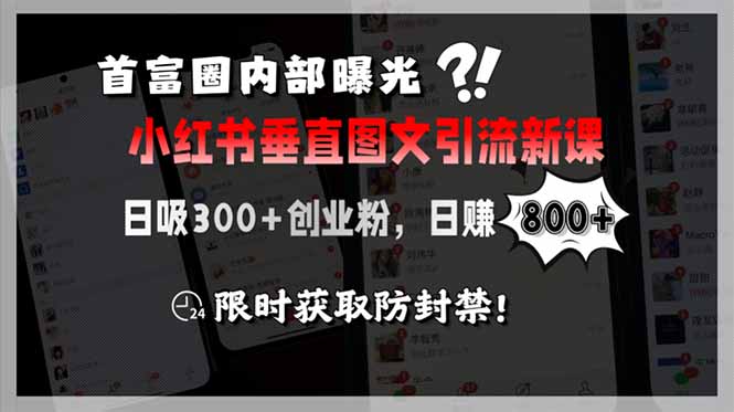 （15313期）首富圈内部曝光小红书垂直图文引流新课，日吸300+创业粉，日赚800+，限…-小何资源库