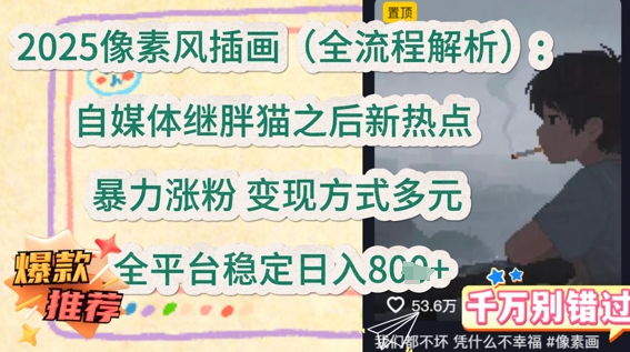 2025像素风插画(全流程解析)：自媒体继胖猫之后新热点，暴力涨粉，变现方式多元，全平台稳定日入多张-小何资源库