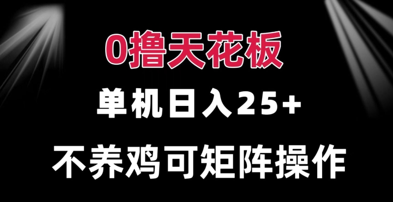 0撸单机日入25+ 可批量操作 无需养鸡 长期稳定 做了就有-小何资源库