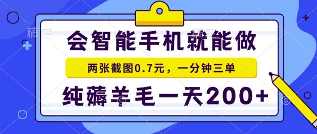 2025年零撸手机项目，二十秒一单，纯薅羊毛，一天200+做就有【揭秘】-小何资源库