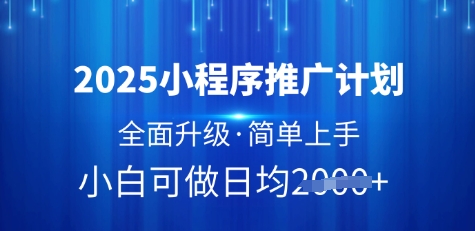 2025小程序推广计划，全面升级，简单上手，日均多张【揭秘】-小何资源库