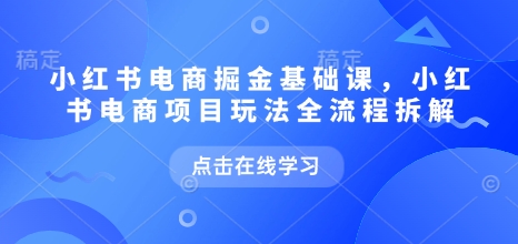 小红书电商掘金课，小红书电商项目玩法全流程拆解-小何资源库