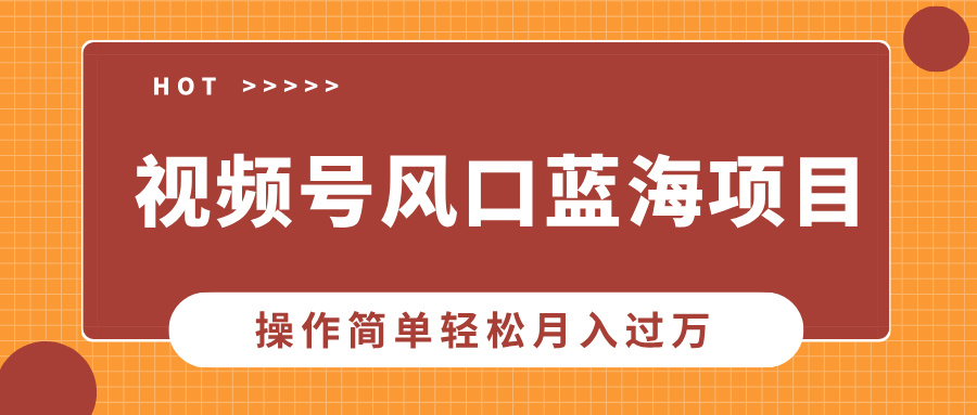 视频号风口蓝海项目，中老年人的流量密码，操作简单轻松月入过W-小何资源库