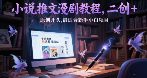 小说推文漫剧教程，二创+原创开头，最适合新手小白项目-小何资源库