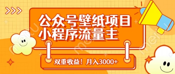 公众号壁纸项目，小程序流量主双收益，月入3000+-小何资源库