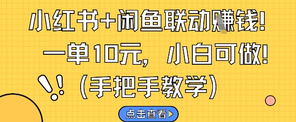 小红书+闲鱼联动挣钱，一单10元，小白可做-小何资源库