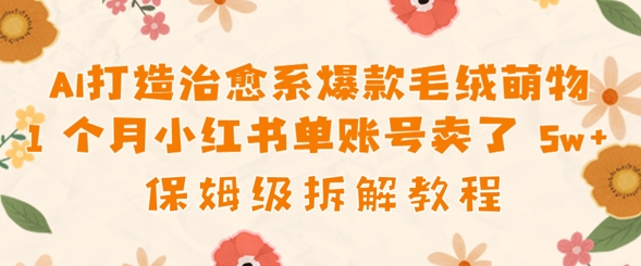 AI打造治愈系爆款毛绒萌物1个月卖了几w，保姆级项目拆解-小何资源库