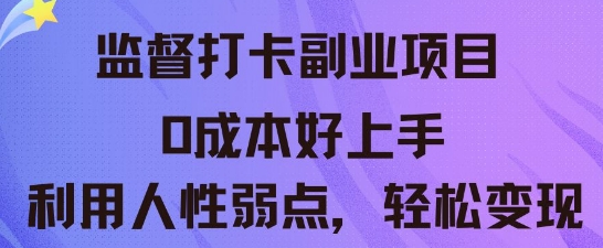 监督打卡副业新玩法，0成本好上手，利用人性的弱点轻松变现-小何资源库