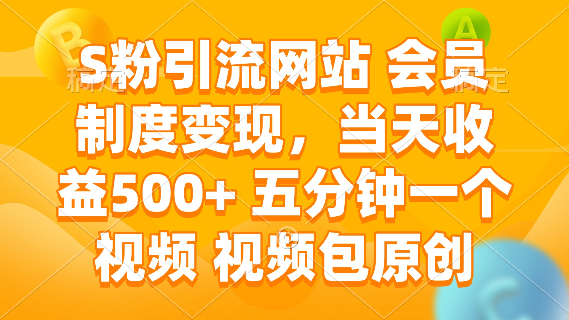 （14129期）S粉引流网站 会员制度变现，当天收益500+ 五分钟一个视频 视频包原创-小何资源库