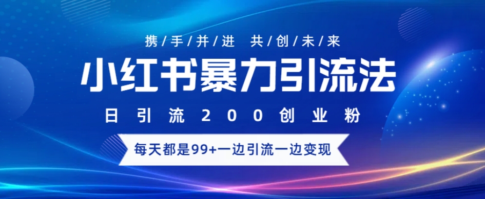 小红书暴力引流法，日引200精准创业粉，每天都是99+，边引流一边变现-小何资源库