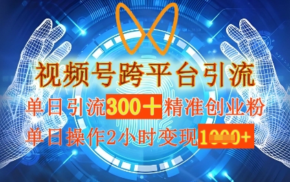 视频号跨平台引流，单日操作2小时，单日引流300+精准创业粉，单日变现数张-小何资源库