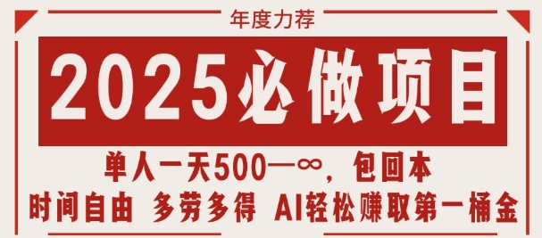 2025必做项目，时间自由，多劳多得，日入多张无上限-小何资源库