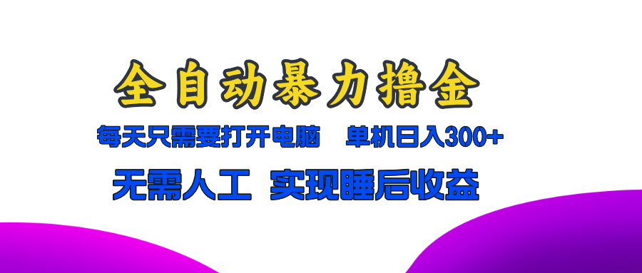 （13186期）全自动暴力撸金，只需要打开电脑，单机日入300+无需人工，实现睡后收益-小何资源库