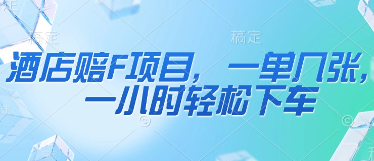 酒店赔F项目，一单几张，一小时轻松下车-小何资源库