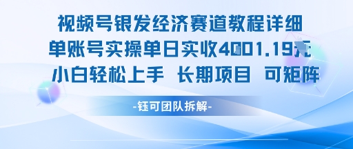 视频号银发经济赛道单账号实操单日实收1k+，小白轻松上手长期项目-小何资源库