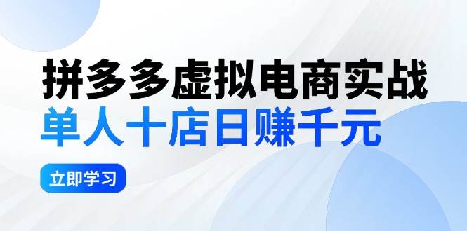 拼夕夕虚拟电商实战：单人10店日赚千元，深耕老项目，稳定盈利不求风口-小何资源库