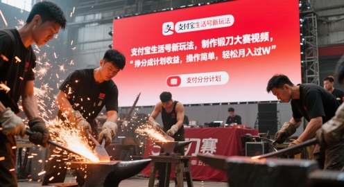 支付宝生活号新玩法，制作锻刀大赛视频，挣分成计划收益，操作简单，轻松月入过W-小何资源库
