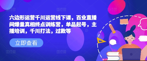 六边形运营千川运营线下课，百业直播间爆量真相终点训练营，单品起号，主播培训，千川打法，过款等-小何资源库
