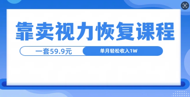 靠卖视力恢复教程一单59.9，单月变现1W，小白可复制-小何资源库