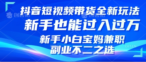 抖音短视频带货全新升级玩法，小白也能月入过W，适合新手宝妈兼职副业的不二之选!-小何资源库
