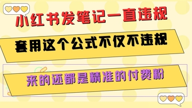 小红书发笔记一直违规，套用这个公式不仅不违规，来的还都是精准的付费粉-小何资源库