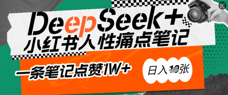 AI赋能小红书爆款秘籍：用DeepSeek轻松抓人性痛点，小白也能写出点赞破万的吸金笔记，日入多张-小何资源库