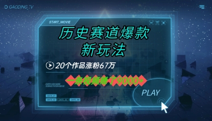 20个作品涨粉67W，一条视频收益1k+，历史赛道爆款新玩法-小何资源库
