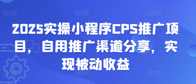 2025实操小程序CPS推广项目，自用推广渠道分享，实现被动收益-小何资源库