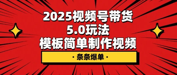 2025视频号带货5.0玩法，模板简单制作视频，条条爆单-小何资源库