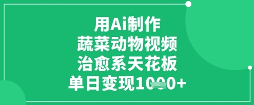 用Ai制作蔬菜动物视频，治愈系天花板，单日变现1k-小何资源库