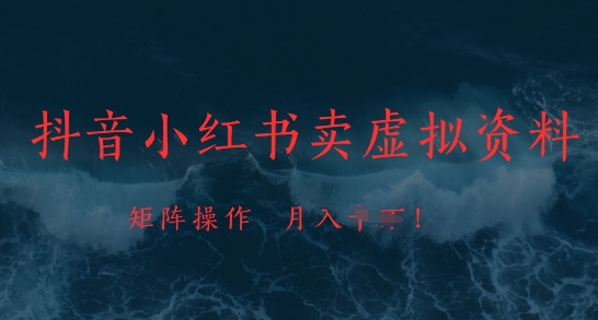 抖音小红书卖虚拟资料，市场需求一直存在，矩阵操作，月入1w+-小何资源库