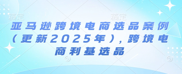 亚马逊跨境电商选品案例(更新2025年)，跨境电商利基选品-小何资源库