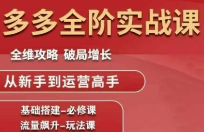 拼多多全阶实战课程，全维攻略，破局增长，从新手到运营高手-小何资源库