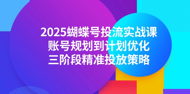 （14987期）2025蝴蝶号投流实战课，账号规划到计划优化，三阶段精准投放策略-小何资源库