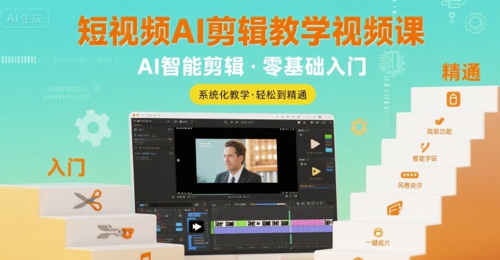 短视频AI剪辑教学视频课，入门到精通-小何资源库